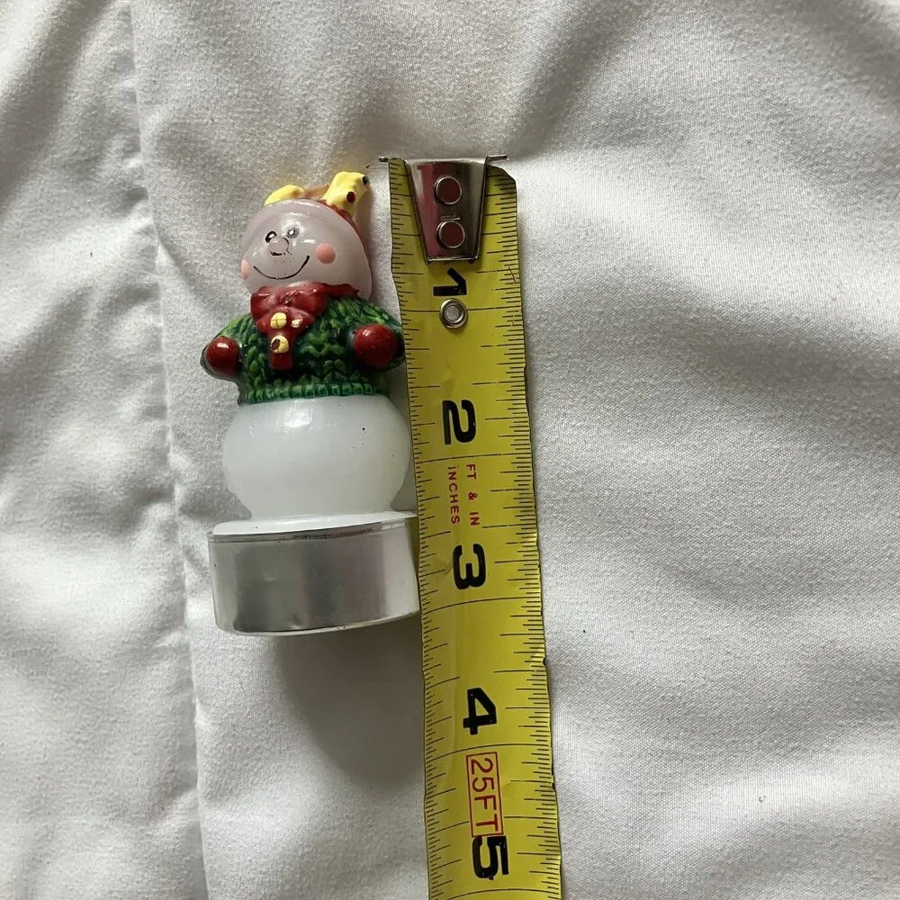 New Vintage Snowman Candle 3in Christmas‎ Decor Retro Holiday Winter
